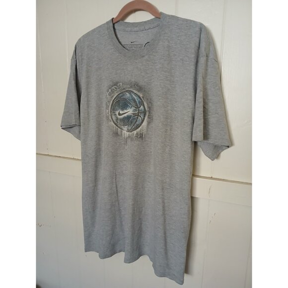 Vintage Y2K Nike Basketball Center Swoosh Graphic T-Shirt Gray Short Sleeve - Picture 3 of 8
